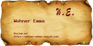 Wohner Emma névjegykártya